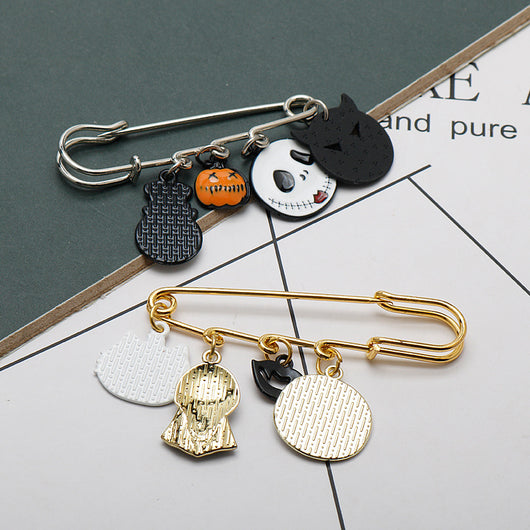 Broche Calabaza Gotante con Gato, Fantasma y Calavera - Image 9