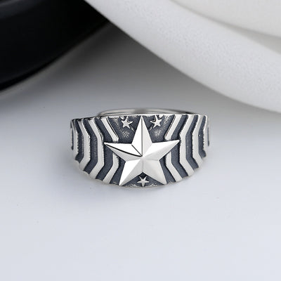 Anillo Estrella de Cinco Puntas Ancho Estilo Europeo Americano - Image 7