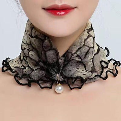 Pañuelo de Seda Decorativo Estampado con Encaje - Accesorio Elegante Versátil - Image 13