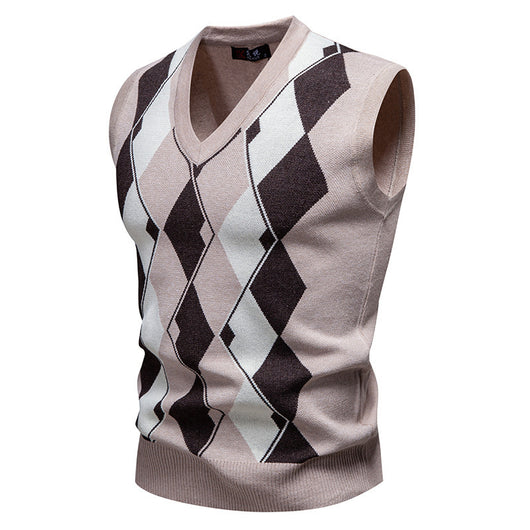 Suéter Tejido Jacquard para Hombre - Chaleco Cuello V - Image 7