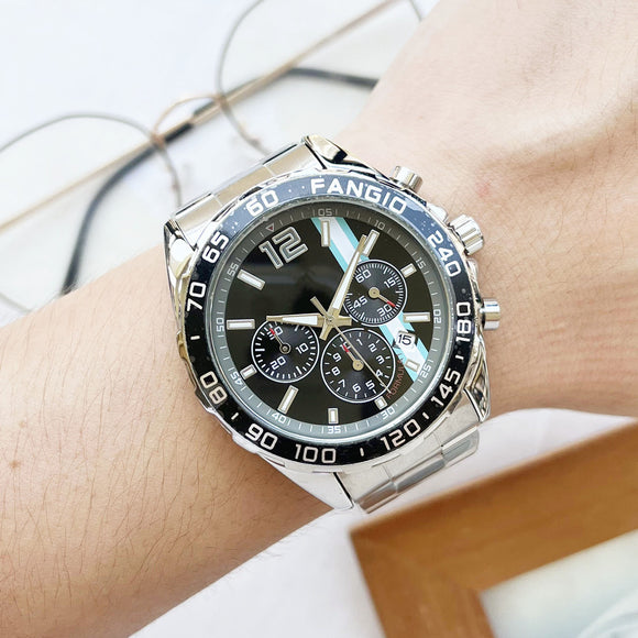 Reloj de Hombre con Cronógrafo, Correa de Cuero y Resistencia al Agua