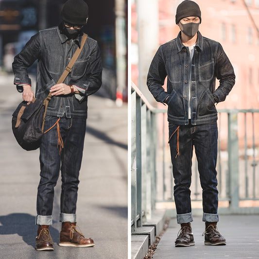Jeans Rectos Clásicos Azul Oscuro Estilo Americano