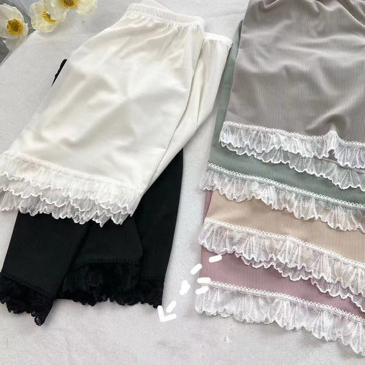 Pantalones de Seguridad Tipo Short con Encaje en Seda Helada para Mujer - Diseño Suelto y Fresco - Image 5