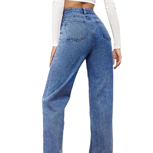 Jeans Rectos Lavados Cintura Media para Mujer - Image 5