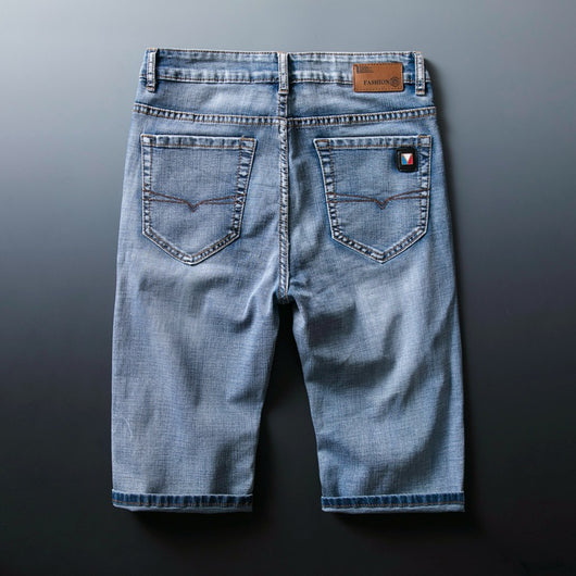 Pantalones Cortos de Mezclilla Azul Claro Elásticos para Hombre - Comodidad Veraniega - Image 10