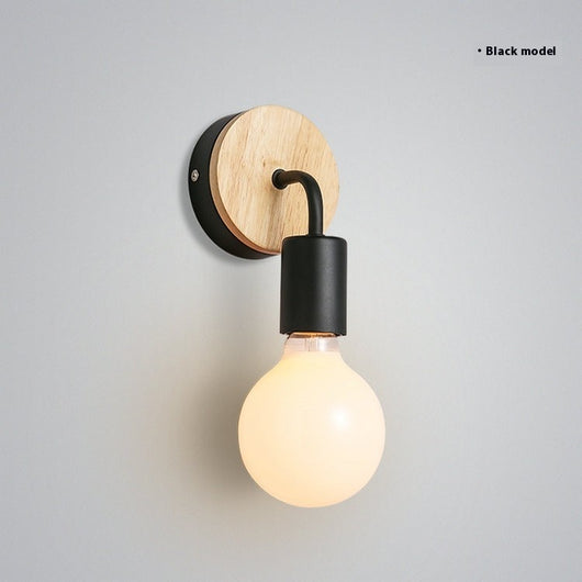 Lámpara de Pared Minimalista en Madera Maciza y Hierro para Dormitorio - Image 5