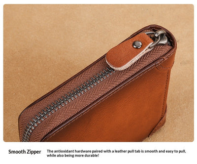 Cartera de Cuero Genuino para Hombre con Múltiples Compartimientos y Cierre de Cremallera - Image 18