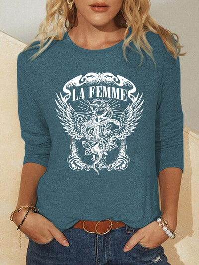 Playera de Cuello Redondo con Estampado Gráfico de Moda - Image 8