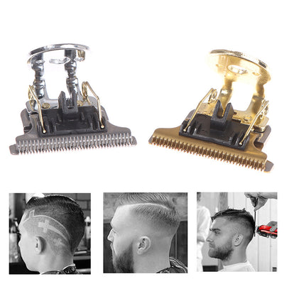 Two silver T9 shaver cutter heads, one front view and one back view, on a white background. - Image 13