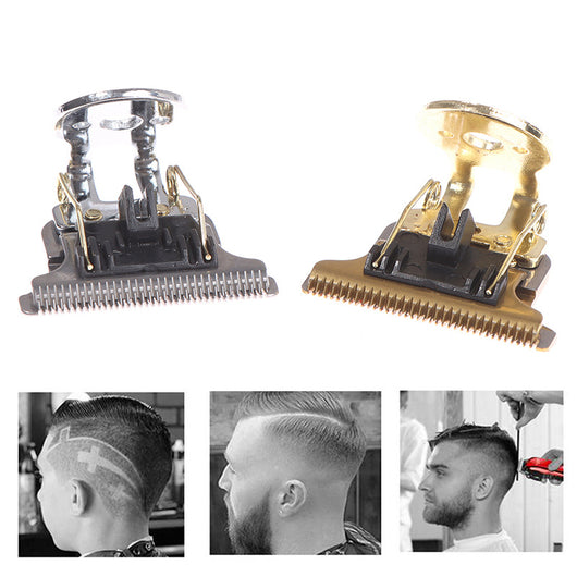 Two silver T9 shaver cutter heads, one front view and one back view, on a white background. - Image 13
