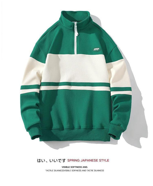 Suéter Cuello Alto Hombre Estilo Europeo Contraste de Colores Casual Deportivo - Image 14