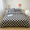 Cuadros Negros Cama De 1.0 M 3 Piezas Sábana Plana