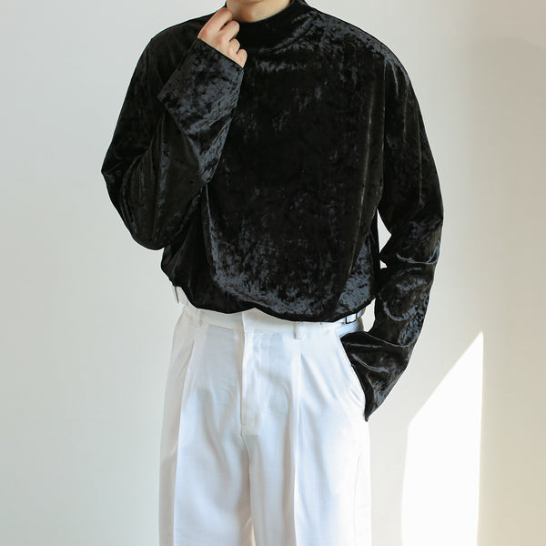 Polera Cuello Alto Terciopelo Dorado para Hombre - Primavera