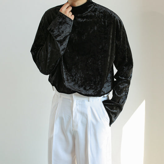 Polera Cuello Alto Terciopelo Dorado para Hombre - Primavera