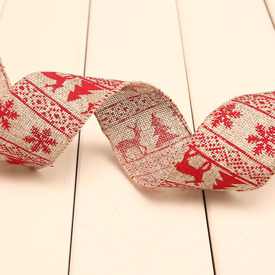 Cinta Decorativa Navideña con Lunares Estampados en Lino - Image 4