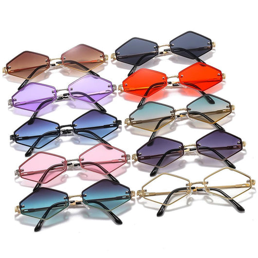 Gafas de Sol sin Marco con Protección UV y Diseño Geométrico Diamante