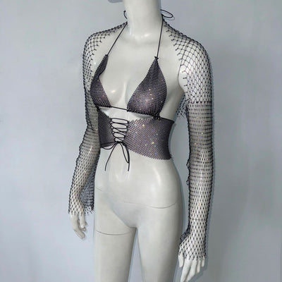 Top Camiseta de Malla con Strass y Cordón Ajustable - Image 14