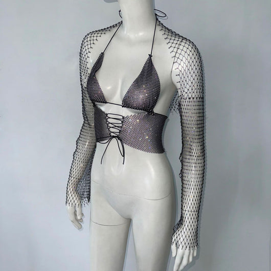 Top Camiseta de Malla con Strass y Cordón Ajustable - Image 14