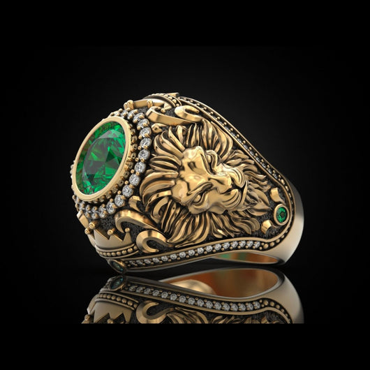 Anillo de Hombre Vintage en Aleación con Diseño de León y Diamantes - Image 12