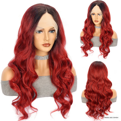 Peluca Larga Ondas Grandes Rojo Intenso - Fibra Sintética Premium - Image 3