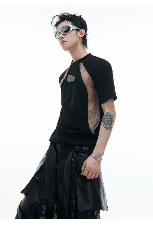 Playera Retro Contraste Deconstruida Slim Fit Textura Pit - Image 2