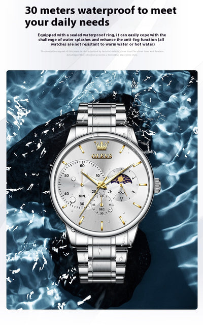 Reloj Multifunción de Acero Inoxidable para Hombre - Resistente al Agua - Image 9