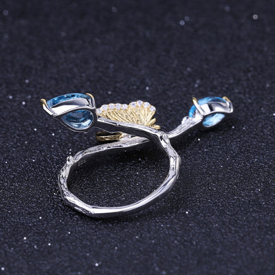 Anillo de Topacio Natural con Mariposa - Diseño Minimalista - Image 9