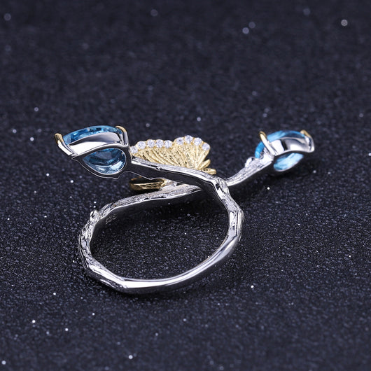 Anillo de Topacio Natural con Mariposa - Diseño Minimalista - Image 9