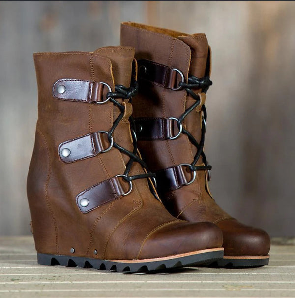Botas Martin de Encaje con Combinación de Colores para Mujer
