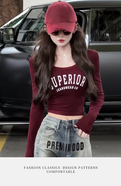 Blusa Corta Ajustada Primavera Otoño - Efecto Moldeador - Image 15