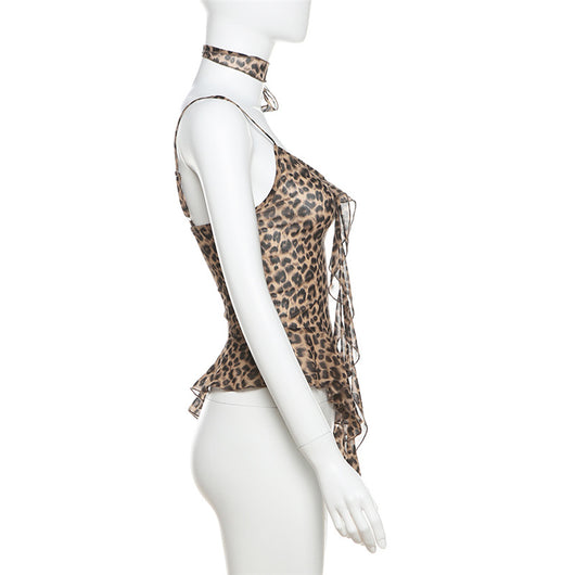 Blusa sin Mangas Leopardo con Flecos Audaz - Image 21