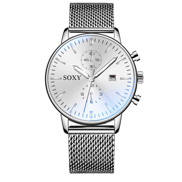 Reloj de Pulsera con Malla Metálica para Hombre