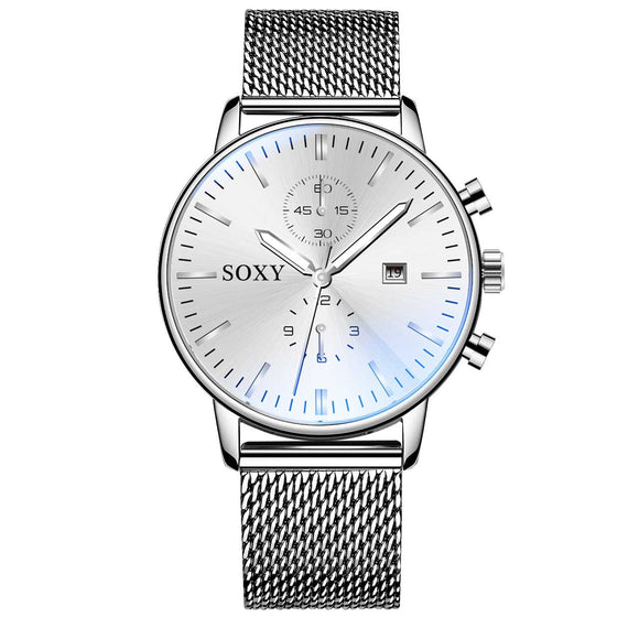 Reloj de Pulsera con Malla Metálica para Hombre