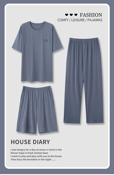 Pijama Hombre Modal Verano - Set 3 Piezas Manga Corta Transpirable - Image 25
