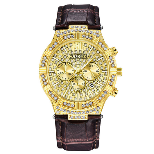 Reloj de Pulsera Hombre Elegante con Diamantes Incrustados y Tres Subdiales - Image 4