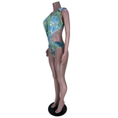 Traje de Baño Dos Piezas con Cardigan Estampado sin Mangas - Image 24