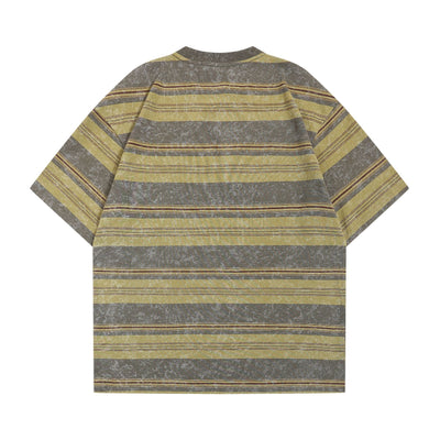 Camiseta Retro Rayas Japonesa con Estampado de Letras - Unisex - Image 4