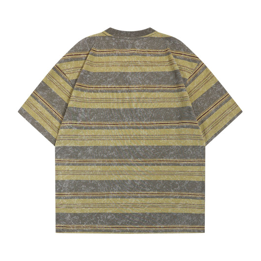 Camiseta Retro Rayas Japonesa con Estampado de Letras - Unisex - Image 4