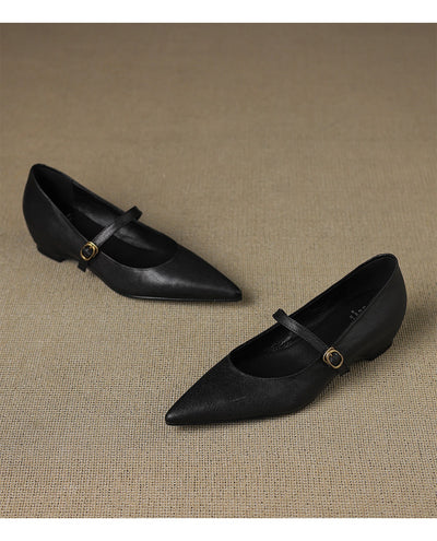 Pumps Retro Francés Punta Fina de Piel de Oveja para Mujer - Image 21