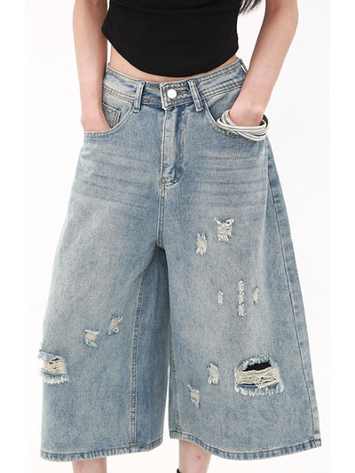 Jeans Cortos Retro Estilo Americano para Mujer - Verano - Image 4