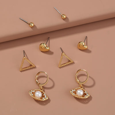 Juego de Aretes Metálicos Irregulares - Cuatro Piezas - Image 2