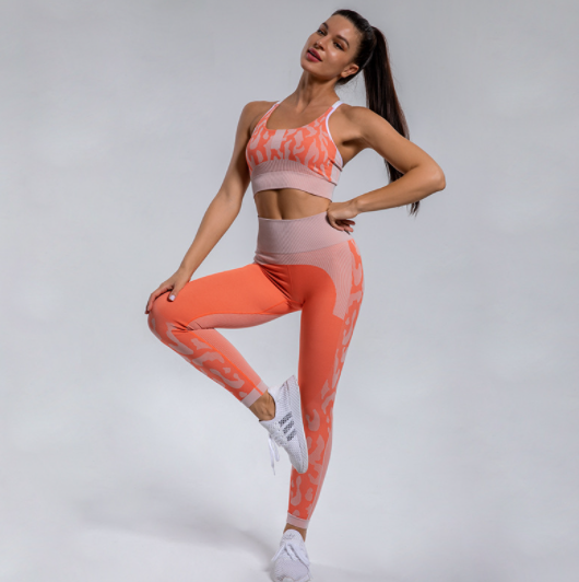Pantalones Otoño Tejidos con Sostén sin Costuras y Tirantes Jacquard