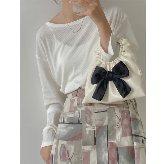 Bolsa Mini con Moño Plisado de Personalidad - Image 4