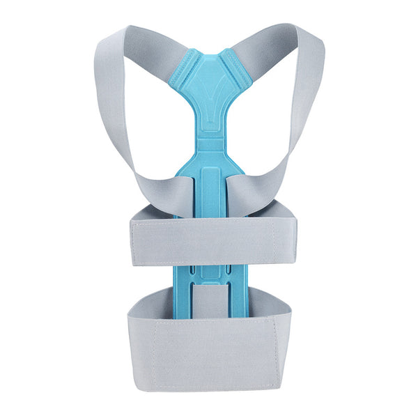 Grey and blue posture correction belt with elastic nylon straps and a central blue support panel. - Image 3