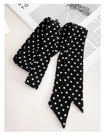 Pañuelo de Seda Coreano con Lunares Blanco y Negro para Mujer - Image 5