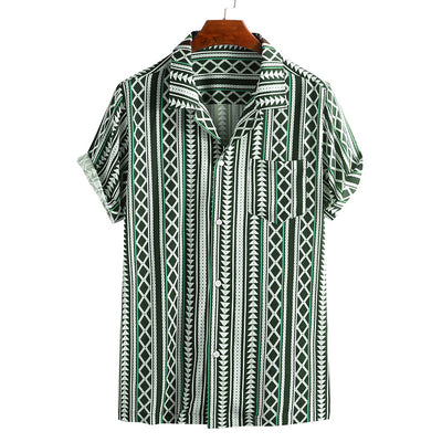 Camisa de Hombre a Rayas con Estampado Moderno - Image 8