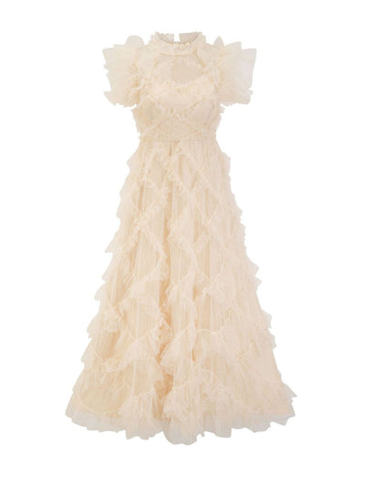 Vestido Elegante sin Mangas con Cuello Tortuga y Falda Tableada Bordada - Image 30