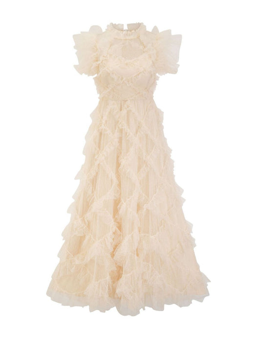 Vestido Elegante sin Mangas con Cuello Tortuga y Falda Tableada Bordada - Image 30