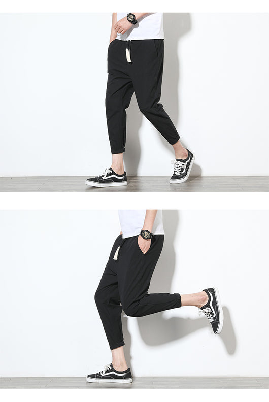 Pantalones de Lino para Hombre Estilo Coreano - Ajuste Relajado y Fresco - Image 21