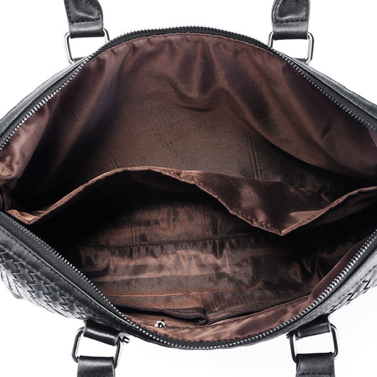 Maletín de Cuero Tejido a Mano para Hombre - Bolsa de Negocios Premium con Compartimento para Laptop - Image 3